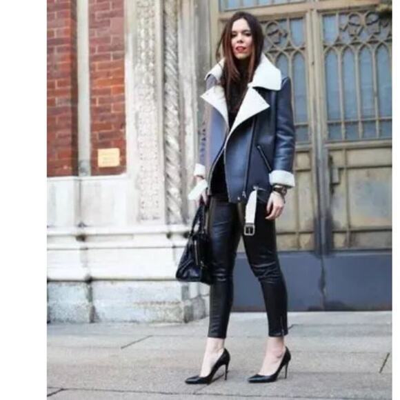 Frame  Sz 26 Le Garcon Leather Slim  Boyfriend Black Pants - Picture 2 of 13